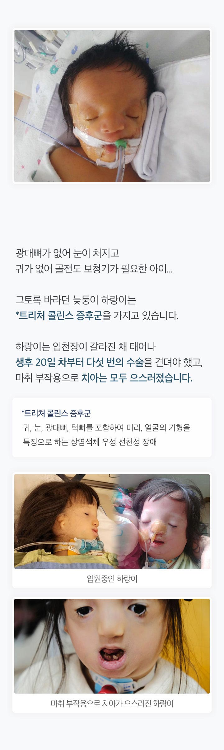 마흔 여섯에 얻은 늦둥이 | 입원중인 하랑이 | 마취 부작용으로 치아가 으스러진 하랑이